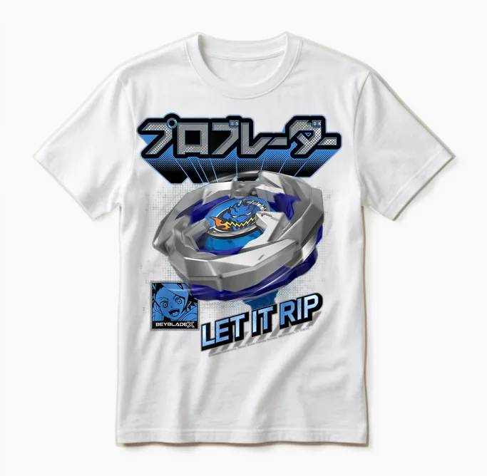 Beyblade X Pro Blader Jaxon Let It Rip Unisex T-Shirt in White