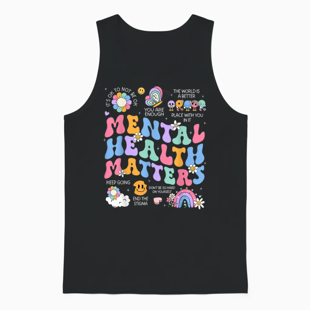 Mental Health Matters Human Brain Illness Awareness Unisex Tank Top in Black