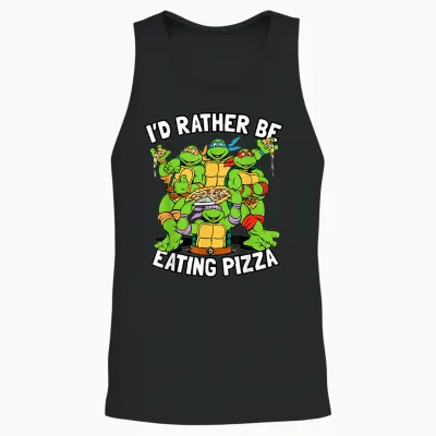 I'd Rather Be Eating Pizza Tmnt Unisex Tank Top - Black