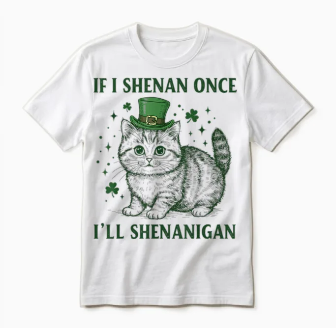 If I Shenan Once Iโll Shenanigan Funny Cat Shenanigan Unisex T-Shirt in White