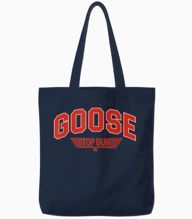 Top Gun Goose Varsity T-Shirt, Black, S Tote Bags in Navy