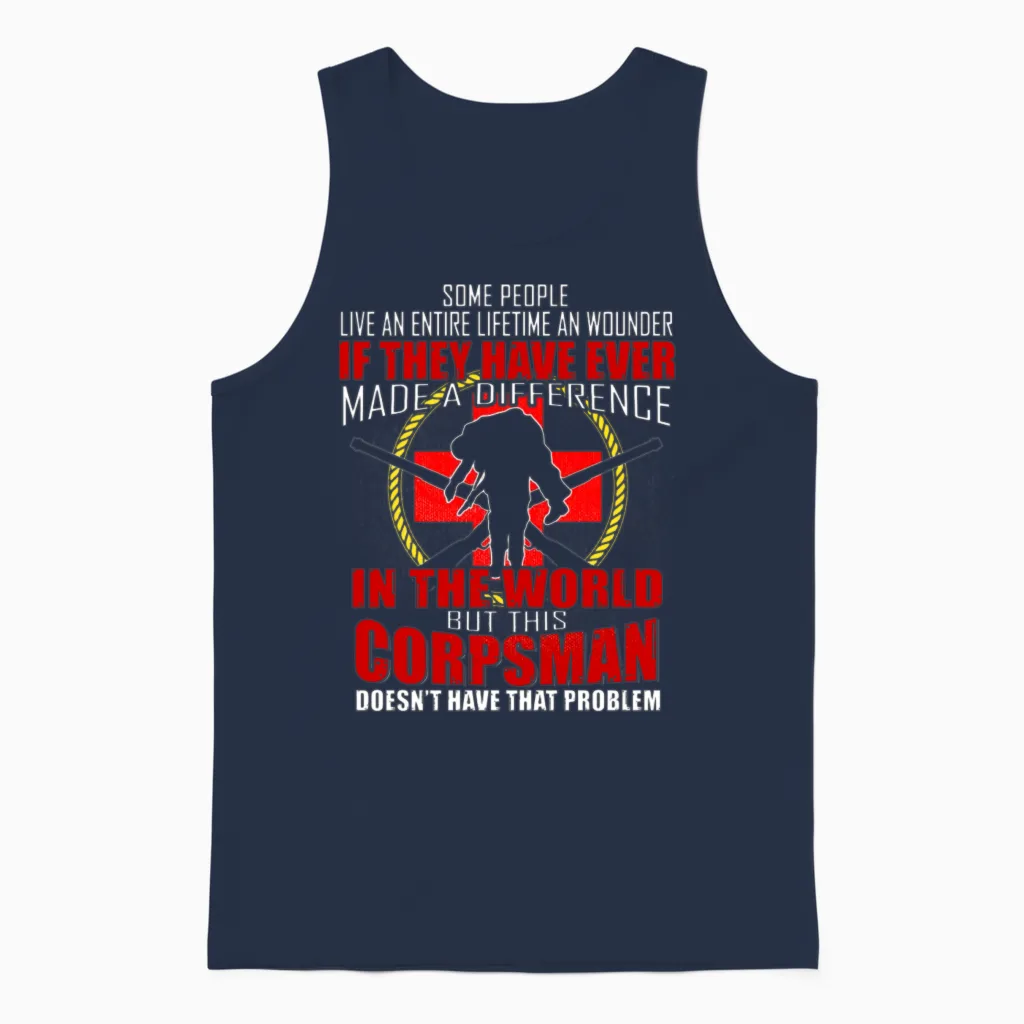 Devil Us Navy Corpsman Doc Badass Army Veteran Unisex Tank Top in Navy
