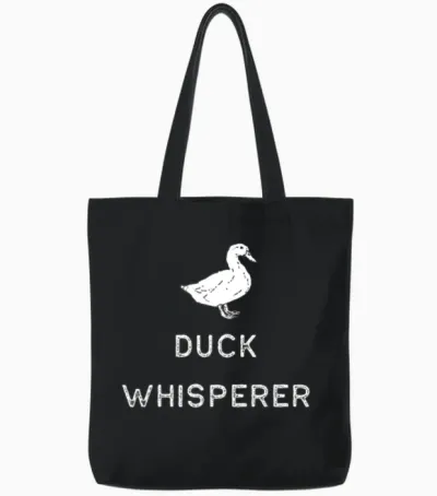 Farming Shirt Duck Whisperer White Cute Gift Farm Country Usa Tote Bags - Black