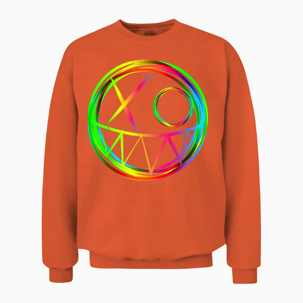 Edm Music Festival Electro Rave Face Techno T-Shirt, Black, S Unisex Sweatshirt in Orange