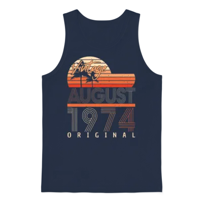 Retro 1974 August Unisex Tank Top - Navy