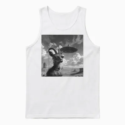 Ziegenbock Mit Ufo, Alien, Lustiges Ziegenbock Unisex Tank Top - White