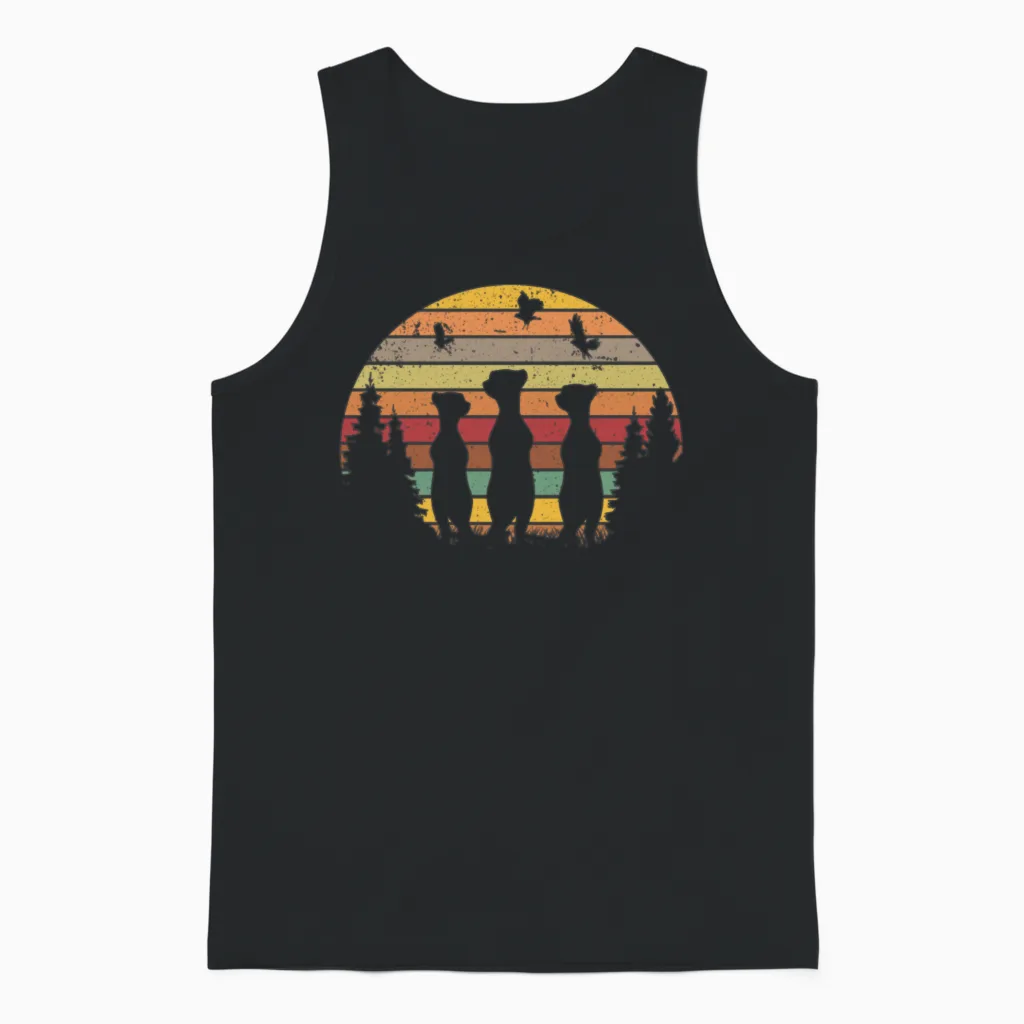 Meerkat Vintage Retro Unisex Tank Top - Black