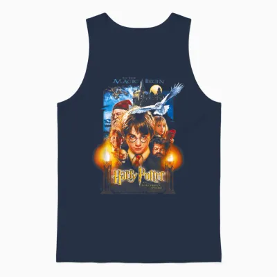 Harry Potter Black Movie Poster T-Shirt, Adult, Women, Short Sleeve, T-Shirt, Small Unisex Tank Top - Navy