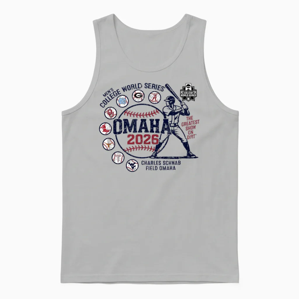 Men's College World Series 2026 Ncaa Baseball 8-Team Gray Unisex Tank Top in Ash