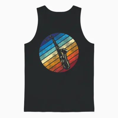 Saxophone Retro Vintage Unisex Tank Top - Black