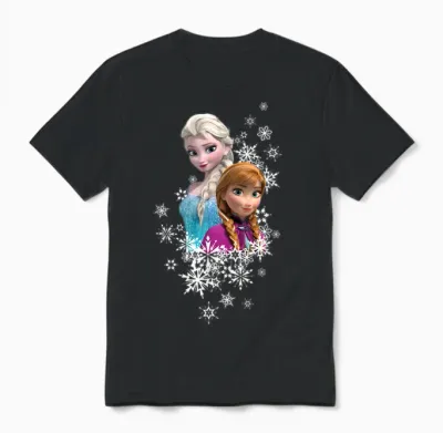 Disney Frozen Anna and Elsa Snowflakes Unisex T-Shirt - Black