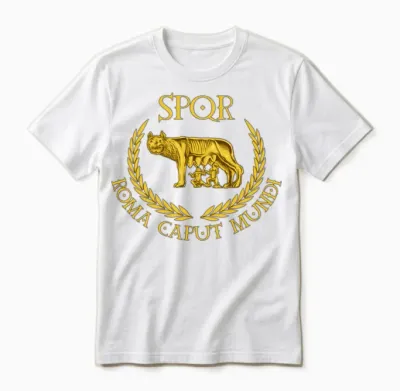 Spqr Roma Caput Mundi Capitoline Wolf Unisex T-Shirt - White