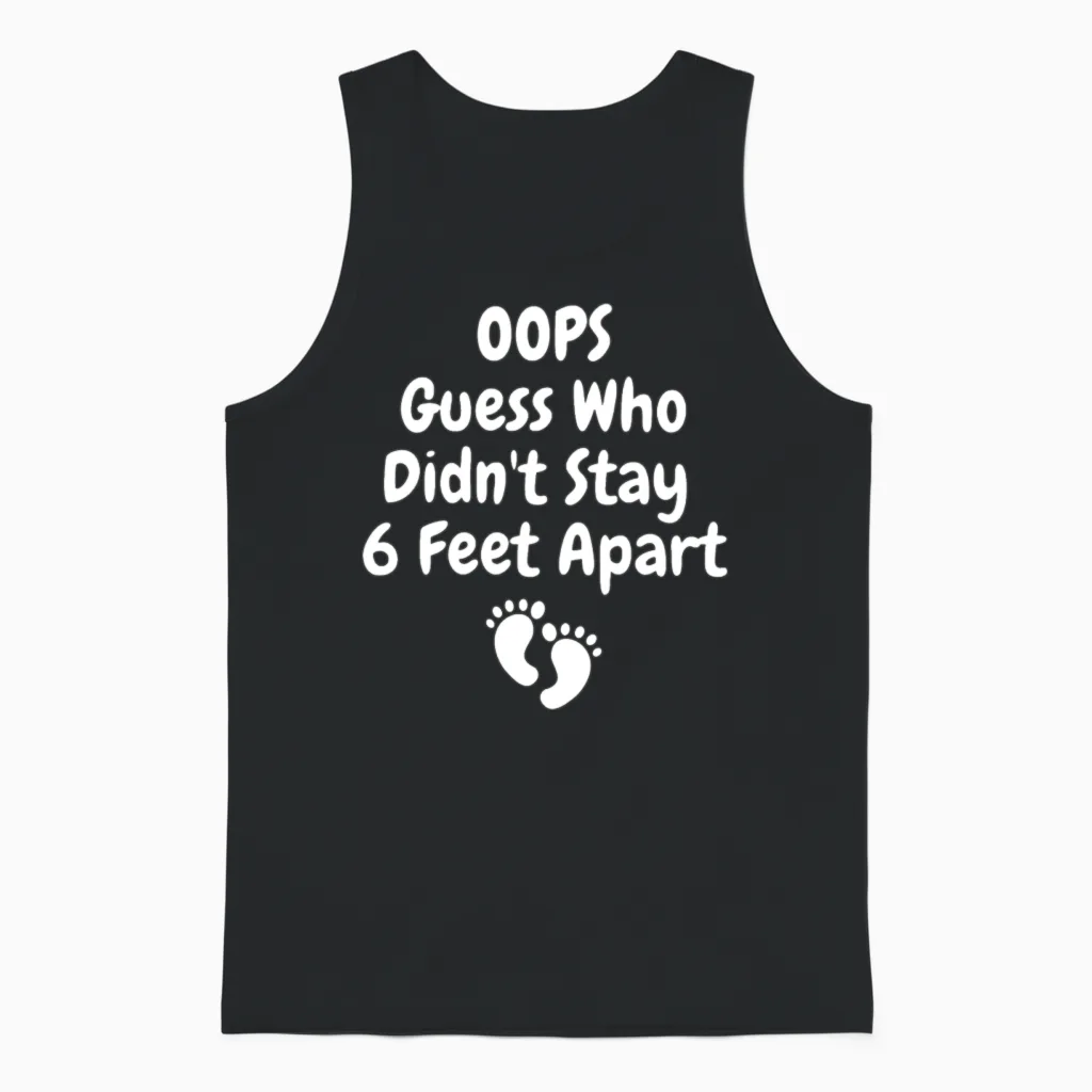 Social Distancing Funny Pregnancy Announcement Unisex Tank Top in Black