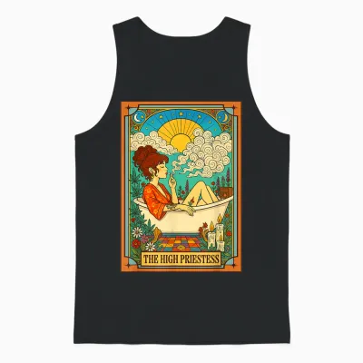 Cannabis Weed Lover 420 Stoned the High Priestess Tarotkarte Unisex Tank Top - Black