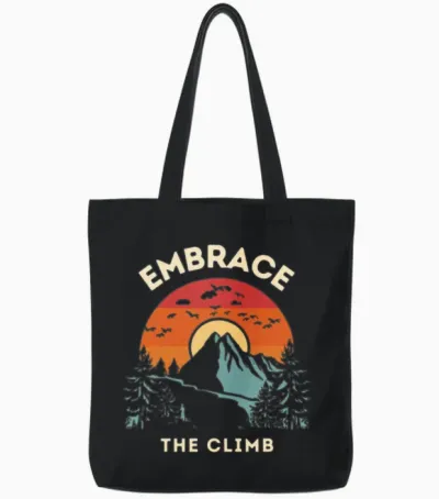Hiking Enthusiast Tote Bags - Black
