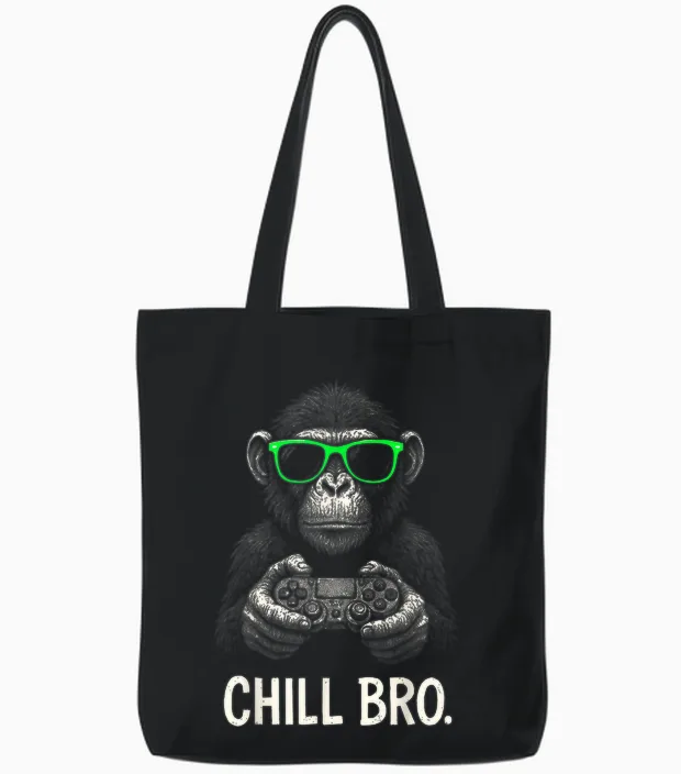 Chill Bro Cooler Affe Mit Sonnenbrille Gamer Geschenk Lustig Tote Bags in Black