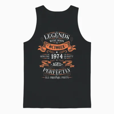 October 1974 Vintage Unisex Tank Top - Black