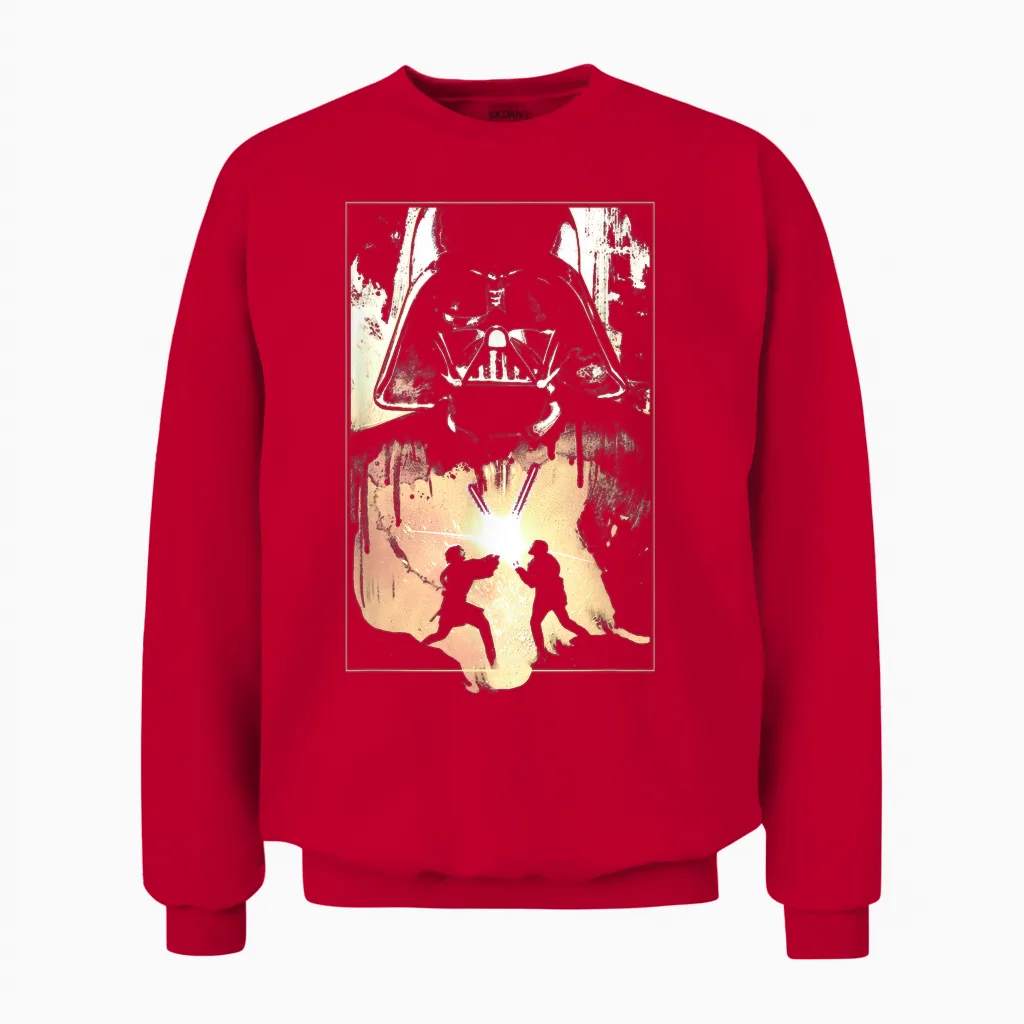 Star Wars Anakin and Obi-Wan Battle Graphic Unisex Sweatshirt in Red