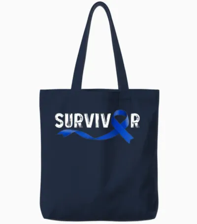Survivor Colon Cancer Month Support Ruban Bleu Tote Bags - Navy