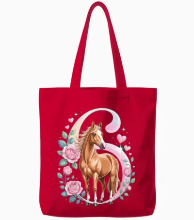 6th Birthday Horse Girl 6 Years Horse Decoration Riding Pony Tote Bags - Red