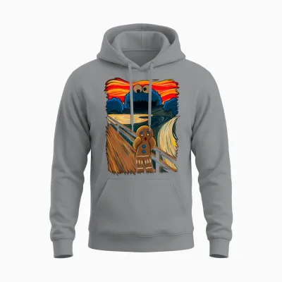 Cookie Muncher the Scream Munch Monster Joke T-Shirt, Black Unisex Hoodie - Sport Grey