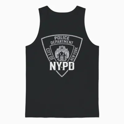 Nypd New York Police Department Us Blue Lined T-Shirt, Black, S Unisex Tank Top - Black