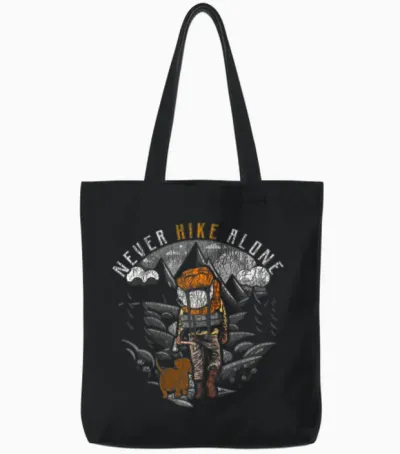 Hiking - Never Hike Alone Tote Bags - Black