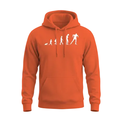 Evolution to Skiing Athlete Silhouette Design Unisex Hoodie - Orange