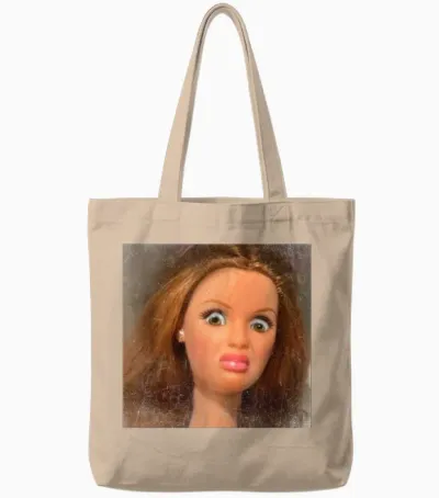 Funny Disgusting Doll Face Meme Tote Bags - Natural