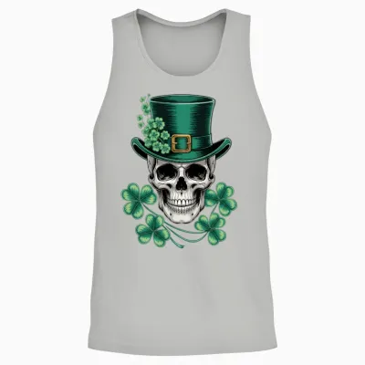 Saint Patrick Irish Sugar Skull Day of Dead Unisex Tank Top - Ash