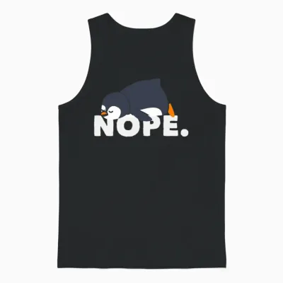 Lazy Penguin Relaxed Nope Gift Unisex Tank Top - Black