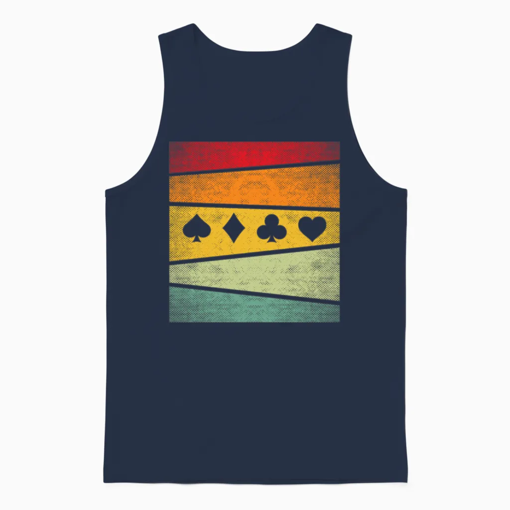 Poker Retro Unisex Tank Top in Navy