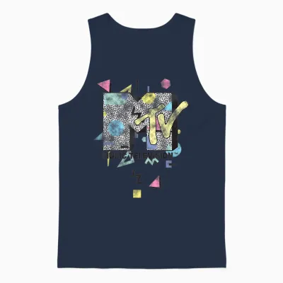 Mtv Retro Shape Design Logo Graphic Unisex Tank Top - Navy