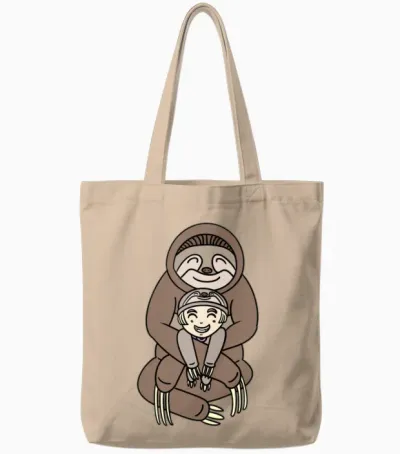 Funny Sloth Hug Tote Bags - Natural