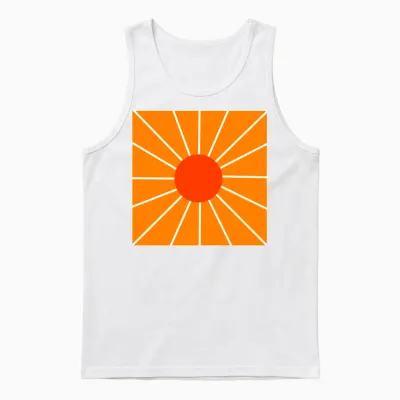 Retro Sunset Orange and Yellow Unisex Tank Top - White