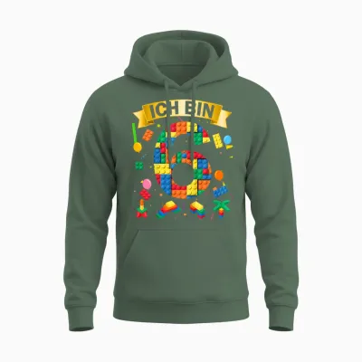 Children's 6th Birthday Boy Girl Gift Idea Outfit Ich Bin 6 Unisex Hoodie - Military Green