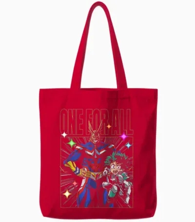 My Hero Academia All Might and Deku One for All Anime Tote Bags - Red