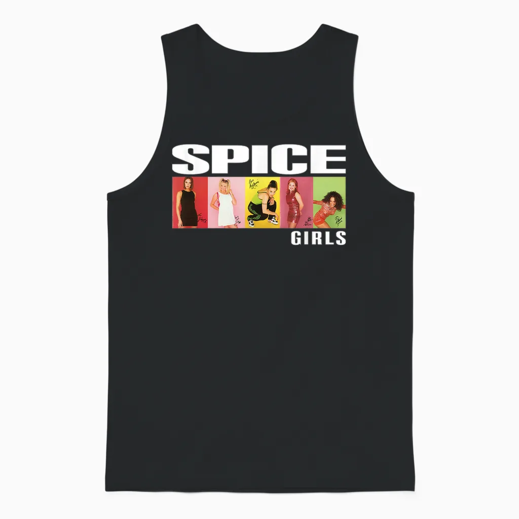 Official Spice Girls Photo Block T-Shirt, Black Unisex Tank Top in Black