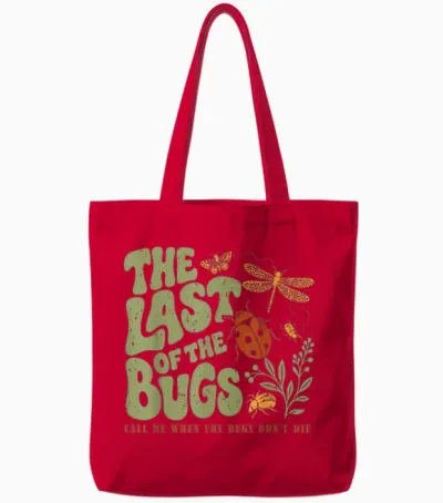 The Last of the Bugs Vintage Insect Humor Tote Bags - Red