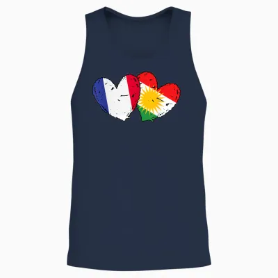 Flag France Kurdistan Heart Pride French Kurdish Unisex Tank Top - Navy