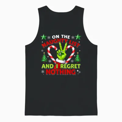 Naughty List Regret Nothing Christmas Funny Trending Xmas Unisex Tank Top - Black