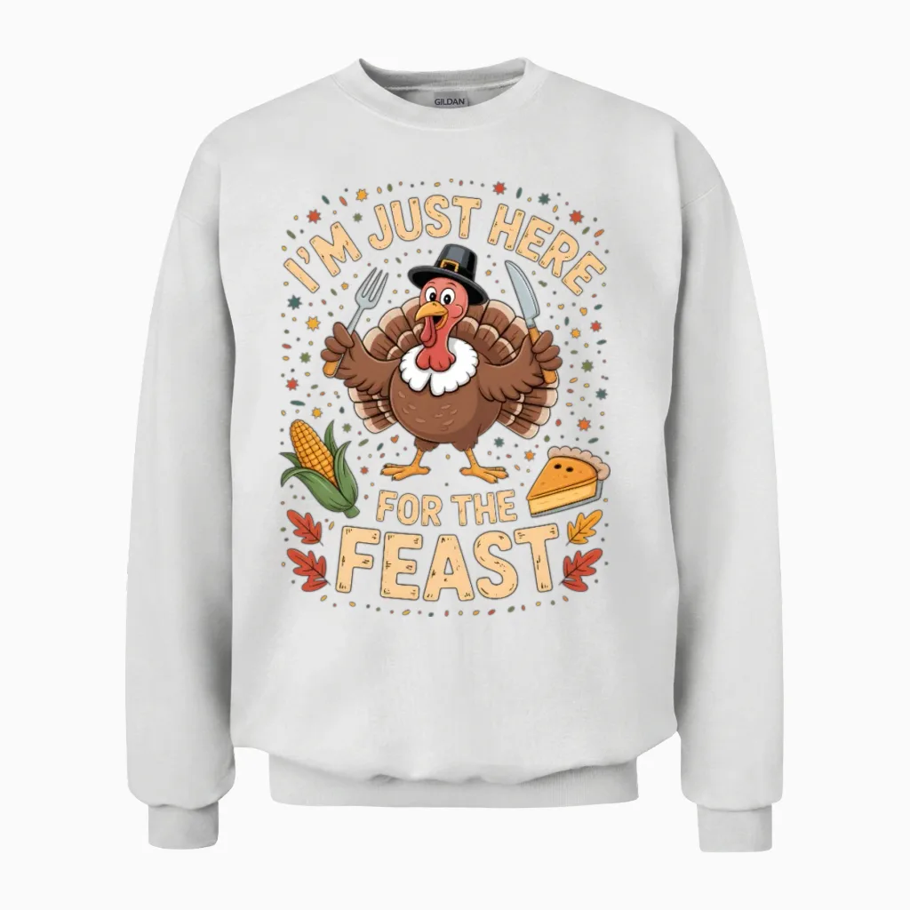 Thanksgiving Day Funny Turkey Unisex Sweatshirt in White