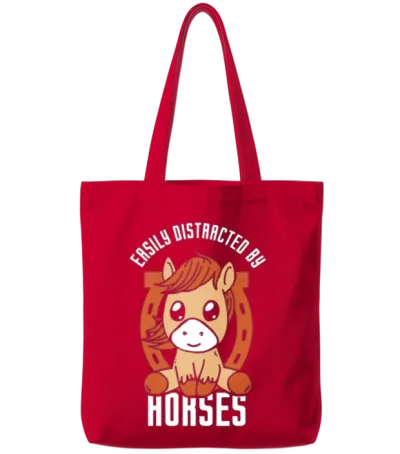 Easily Distracted by Horses Rider Riding Horse Tote Bags - Red