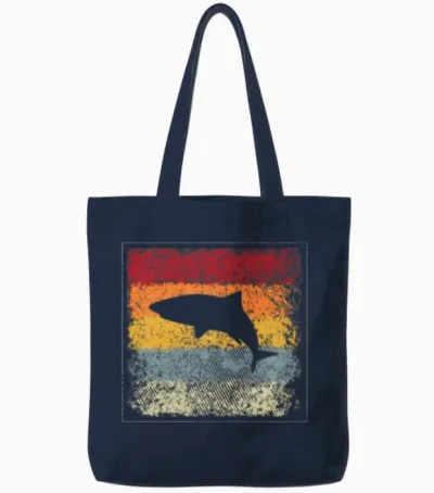Shark Retro Tote Bags - Navy