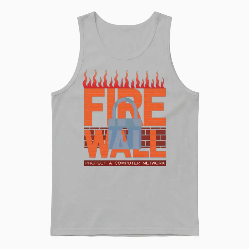 Cyber Security Computer Network Firewalls Unisex Tank Top in Ash