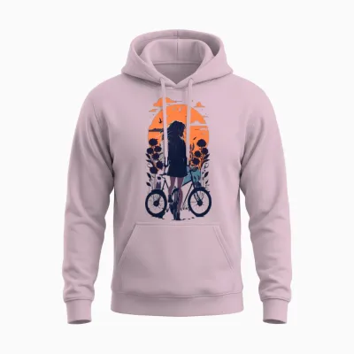 Fanny Cute Girl Design. Sunset Unisex Hoodie - Light Pink