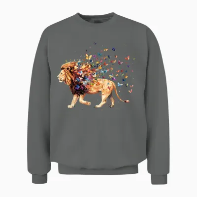 Löwe Safari Schmetterlinge Tier Unisex Sweatshirt - Graphite Heather