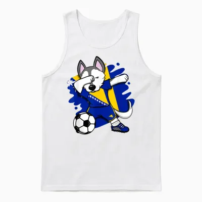 Dabbing Husky Bosnien Herzegowina Fußballfans Trikot Fußball Unisex Tank Top - White