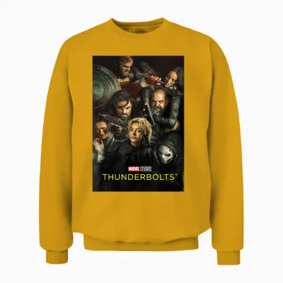 Marvel Studios Thunderbolts Official Movie Poster Art T-Shirt, Black Unisex Sweatshirt - Gold