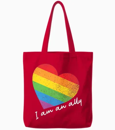 Ally Rainbow Heart Pride Csd-Party Für Schwule Lesben Und Queer Lgbtq+ Tote Bags - Red